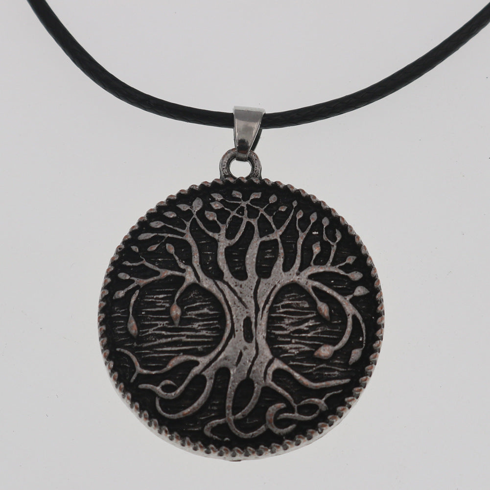 Viking arbre de vie pendentif en alliage de Zinc Vintage Aoding Rune monde arbre collier rond