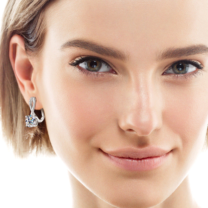 Boucles d'oreilles en argent sterling S925 de haute qualité avec diamants à la mode