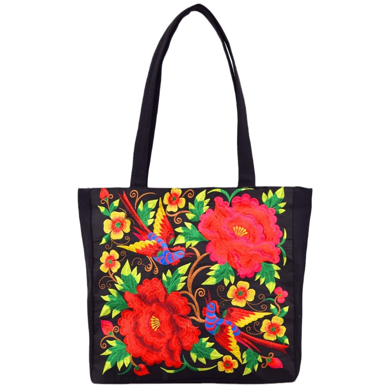 Sac à bandoulière brodé de style ethnique, sac de courses portable de grande capacité