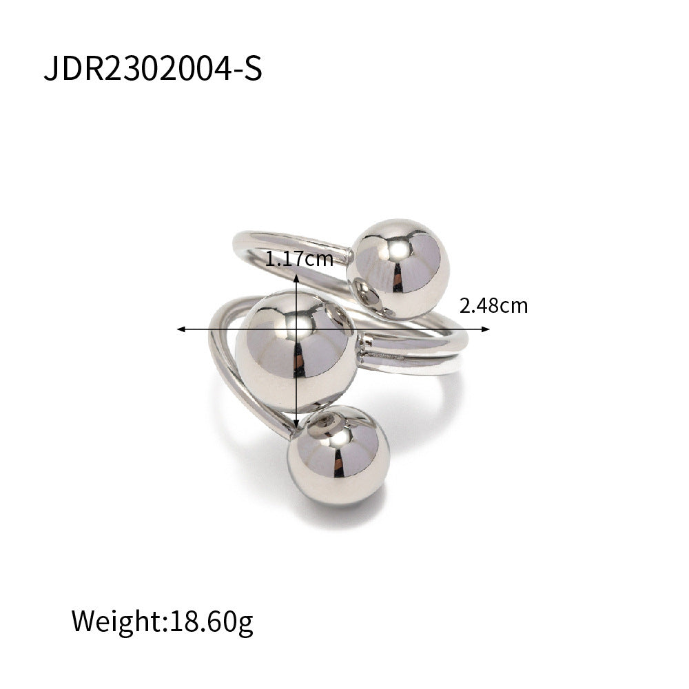 Bague de personnalité sphérique pour femme, anneau à bille en acier doré, anneau à sens élevé