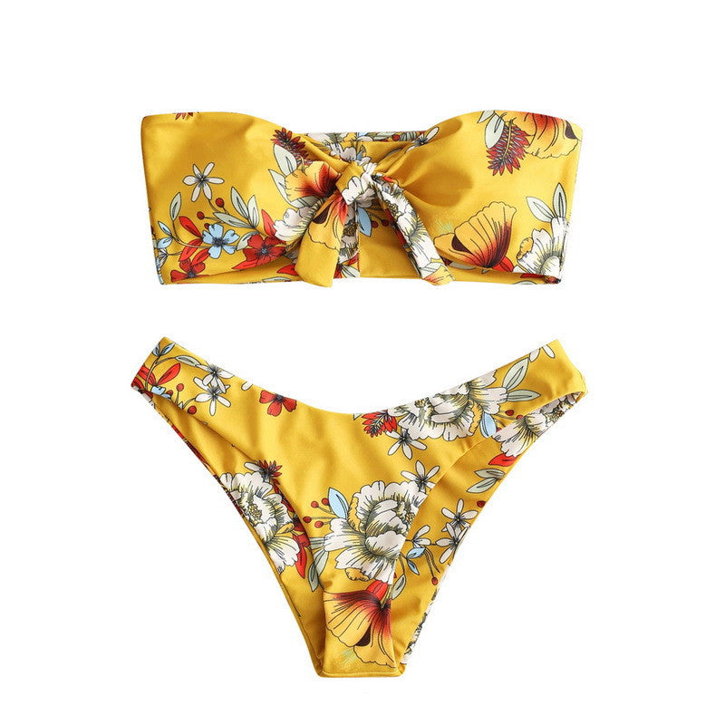Maillot de bain fendu sexy imprimé bikini pour femme