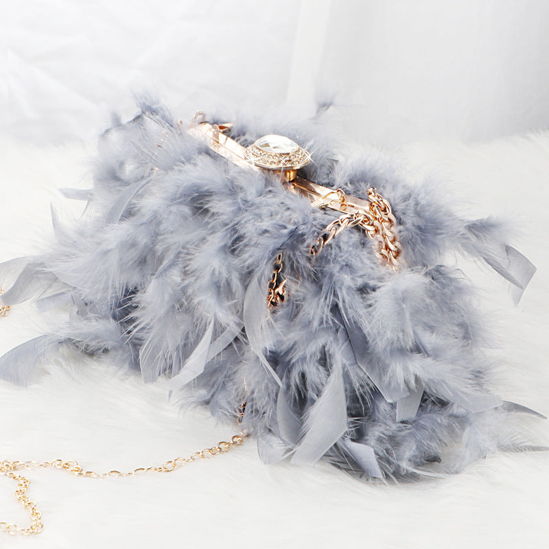 Sac messager de soirée en chaîne incrusté de strass Dinner