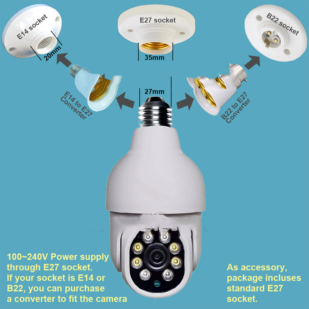 Caméra de Surveillance de sécurité haute définition, connexion WIFI sans fil, maison intelligente