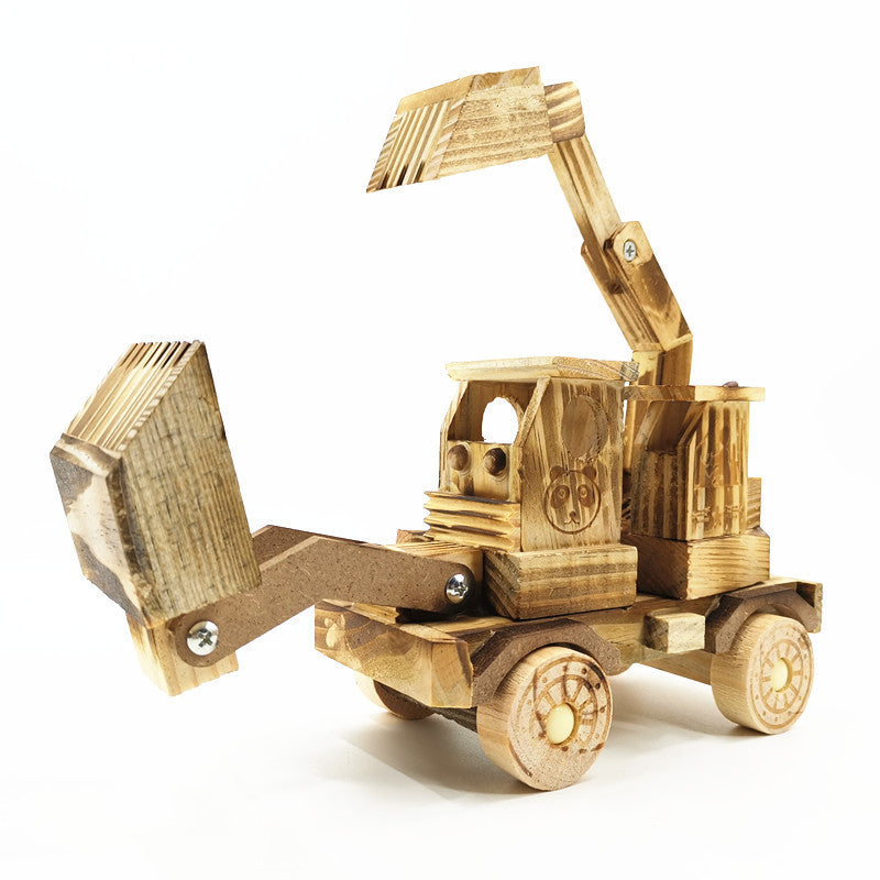 Juguete modelo de excavadora de madera, juguete grande