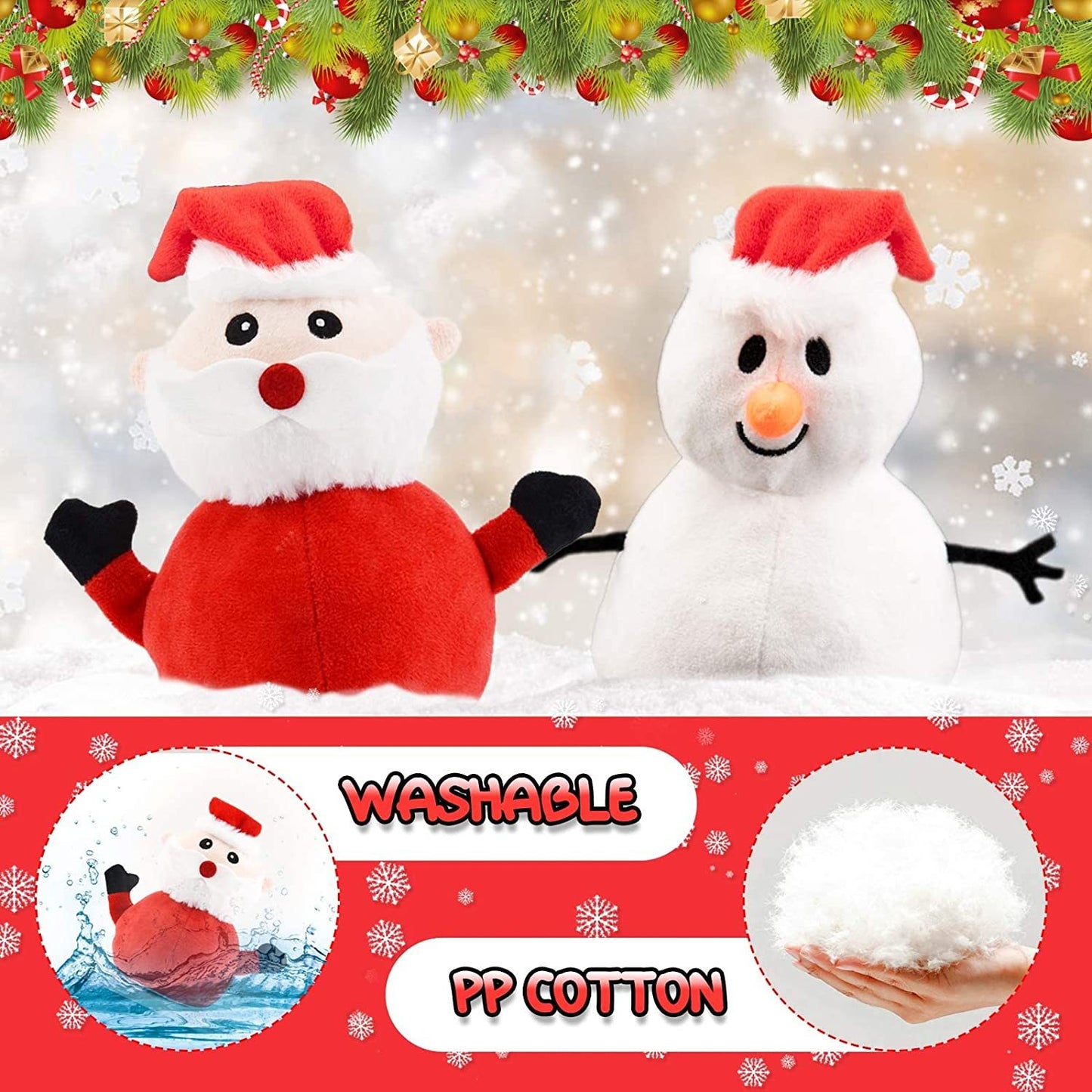 Père Noël en peluche bonhomme de neige en peluche réversible Noël Père Noël double face en peluche douce poupée cadeau d'anniversaire de nouvel an pour enfants Plateforme Amazon interdite