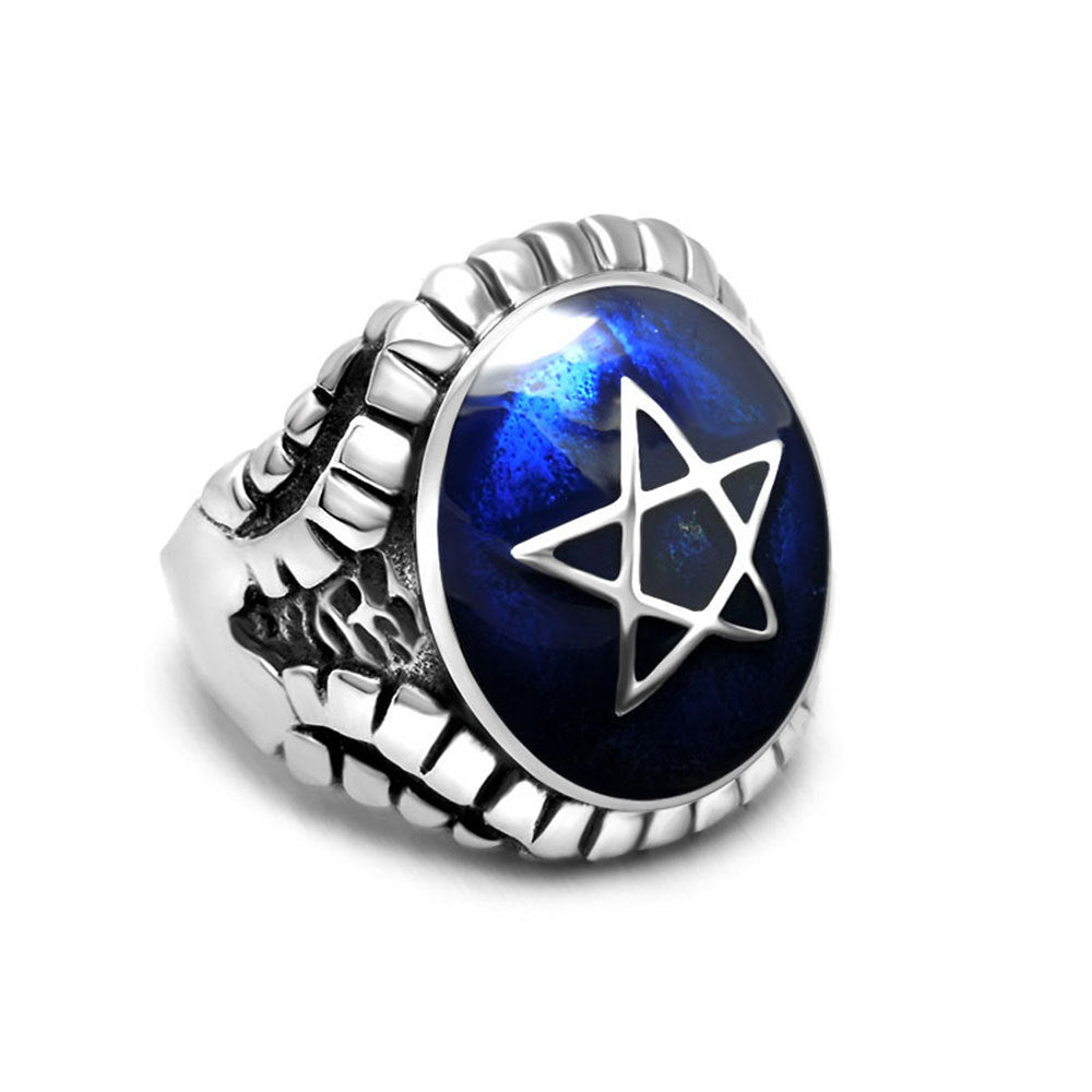 Anillo de estrella hexagonal punk de moda para hombres y mujeres