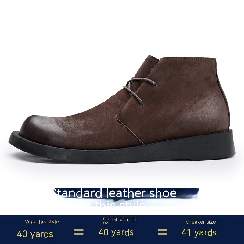 Martin Shoes Botas de hombre de caña media con parte inferior gruesa de cuero con cordones y parte inferior suave