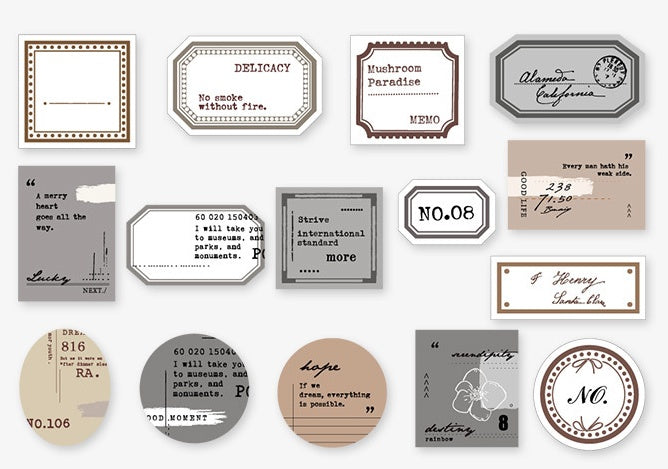 Mini Etiqueta Serie Retro Mano Cuenta DIY Decoración Papel Base 45 Hojas