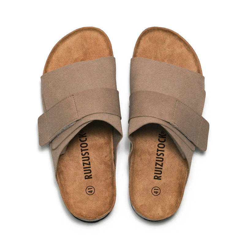 Couple Beach Wear Sandales en liège avec surface en cuir