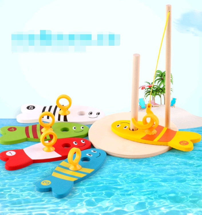 Jouets de pêche éducatifs créatifs pour enfants en bois bébé petite enfance enseignement anneau d'eau jouets en bois
