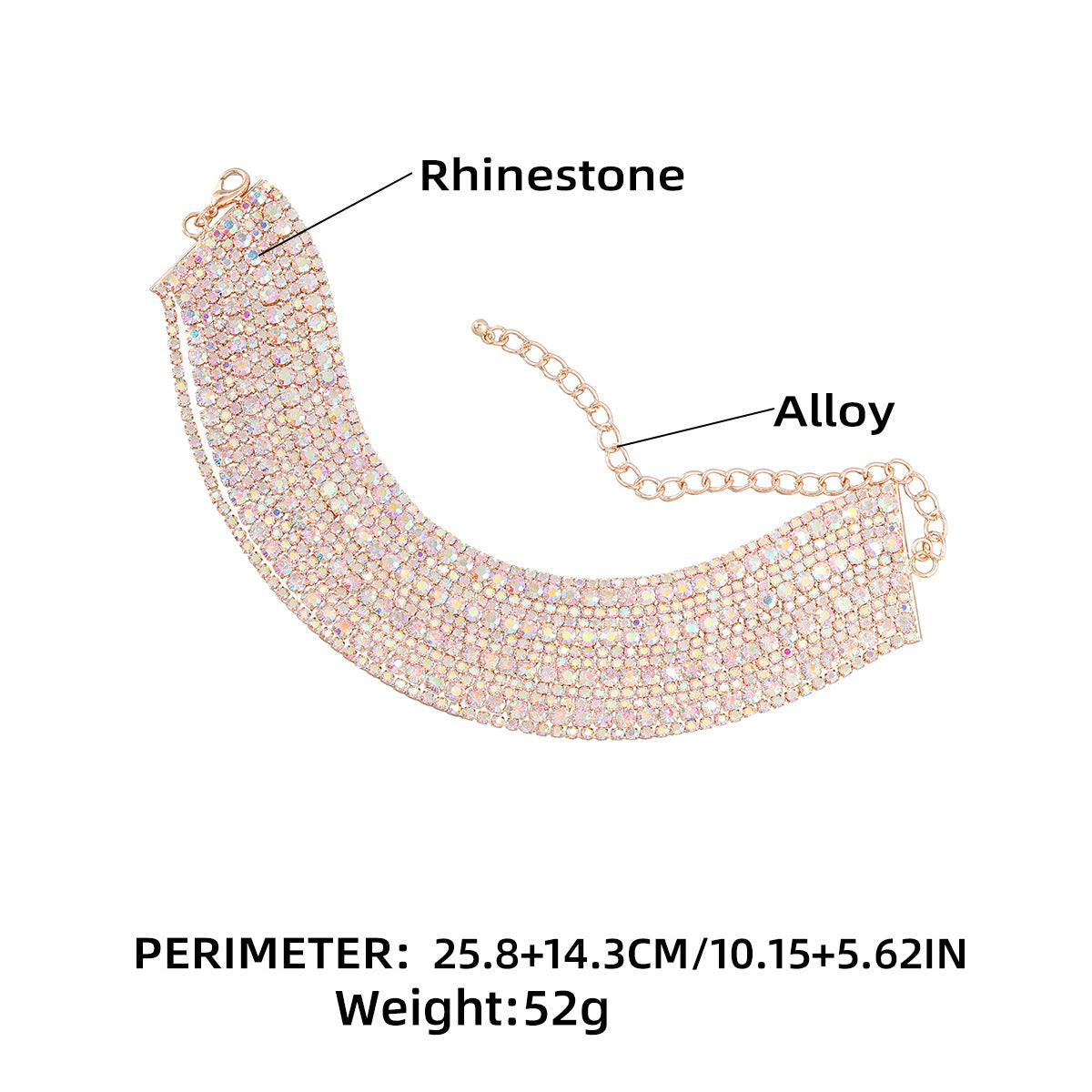 Bracelet en alliage de diamants multicouches exagéré européen et américain