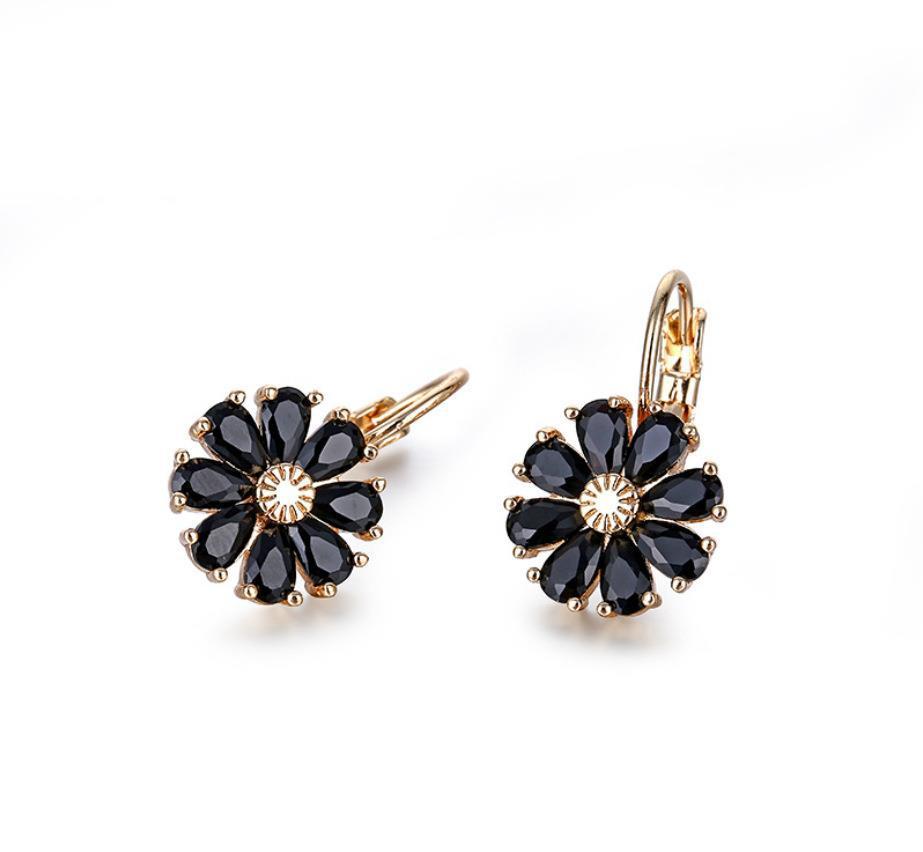 Flower Color Zircon Stud Earrings For Women