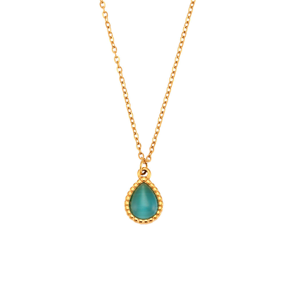Collier avec pendentif compte-gouttes en acier inoxydable pour femme