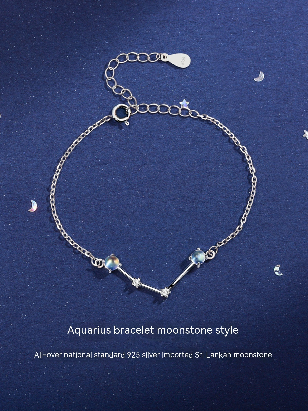 Bracelet pierre de lune Lucky Twelve Constellation pour femme