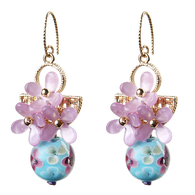 Boucles d'oreilles vintage à petites fleurs, style antique
