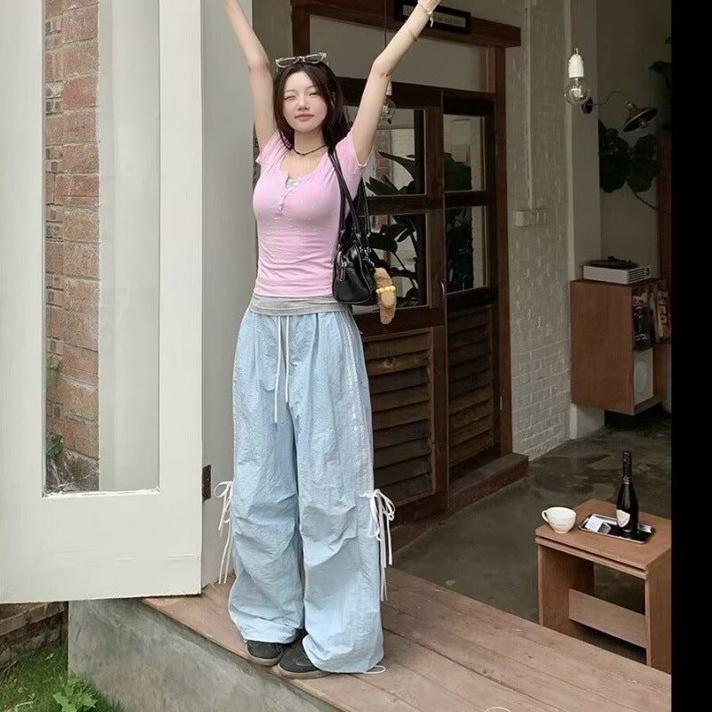Fashion Casual Straight-leg Climbing Wide-leg Trousers
