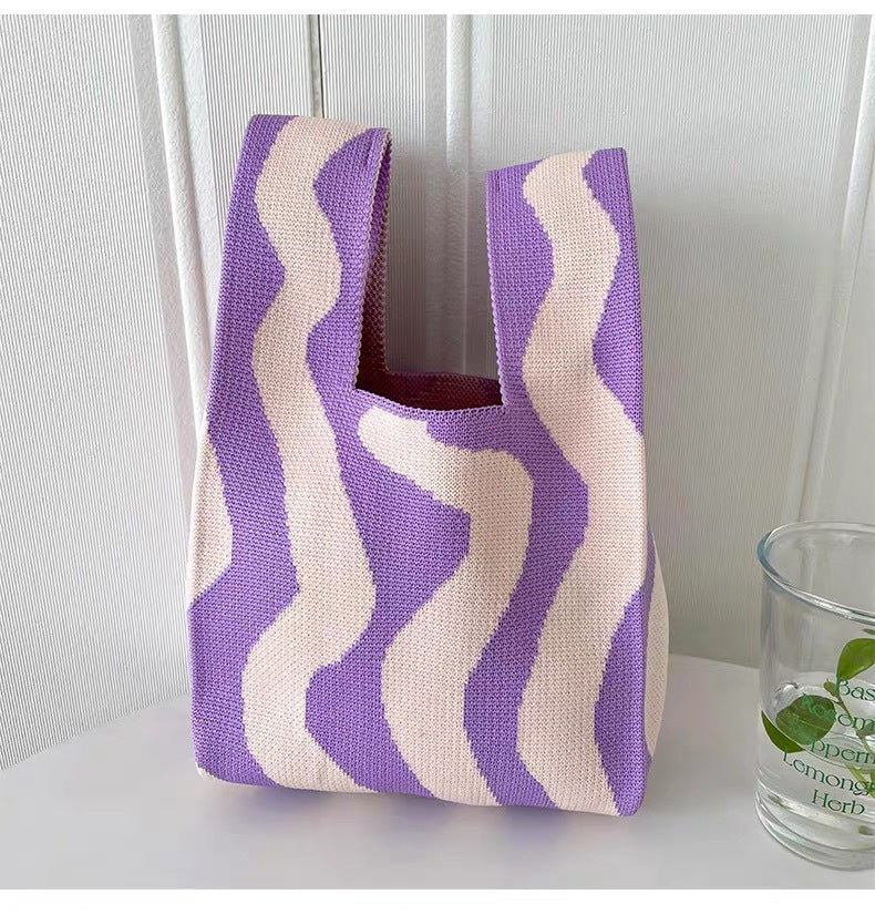 Sac à bandoulière tricoté multicolore pour fille
