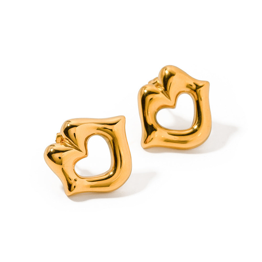 INS New 18K Gold Stainless Steel Lip Stud Earrings