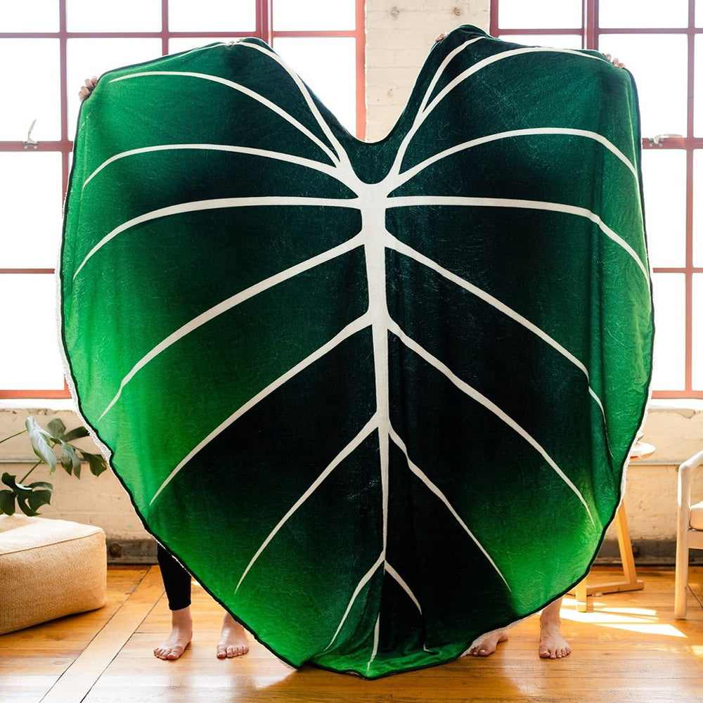 Couverture géante en polaire super douce avec imprimé de feuilles vertes Philodendron Gloriosum