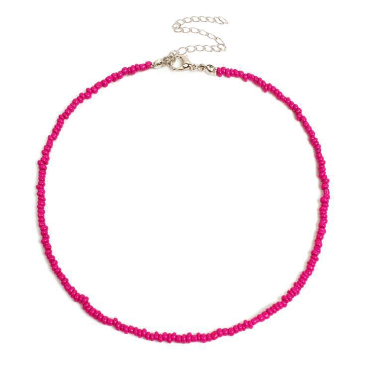 Collier pour femme en perles de verre blanc naturel, doux et simple