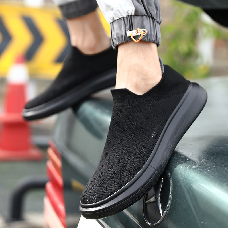 Zapatillas de deporte de color sólido transpirables informales de malla para hombre