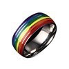 Anillo de goteo multicolor arcoíris para hombre Tide Titanium Steel