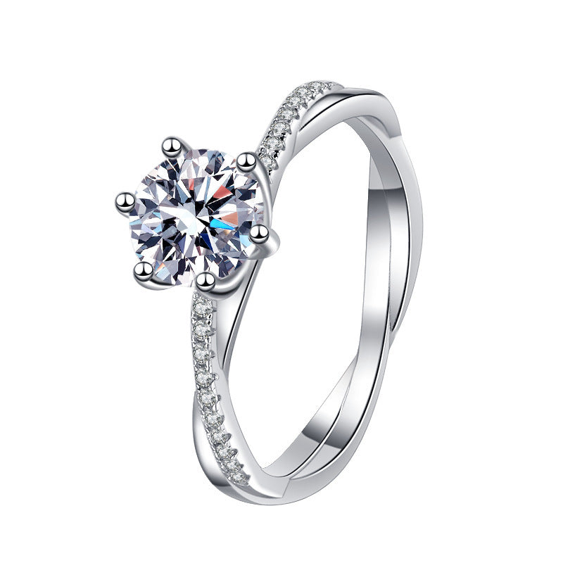 Bague Moissanite pour femme plaquée argent sterling 925