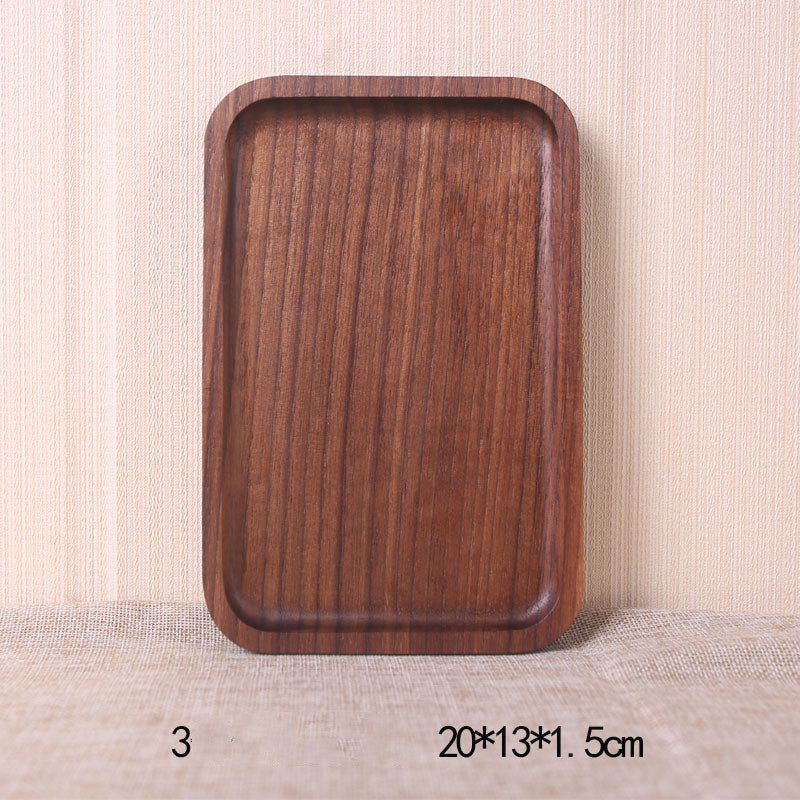 Plato llano rectangular de madera de nogal negro de estilo japonés