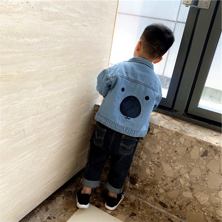 Veste en jean garçon ours dessin animé