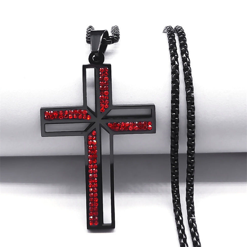 Collar de acero inoxidable con colgante elegante de diamantes estilo Hip Hop callejero