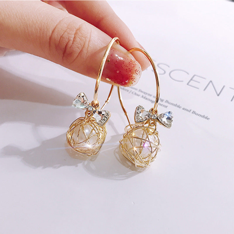 Boucles d'oreilles nid d'oiseau en métal creux français