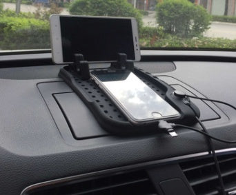 Support de navigation pour voiture, support de téléphone pour voiture, chargeur USB magnétique, tapis multifonctionnel en silicone 