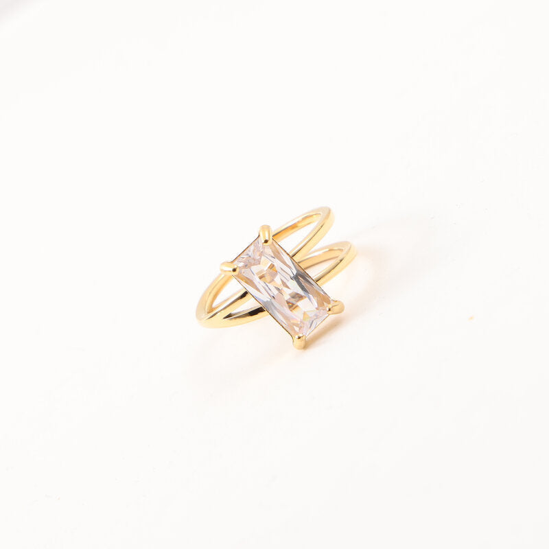 Anillo largo de circón a la moda para mujer