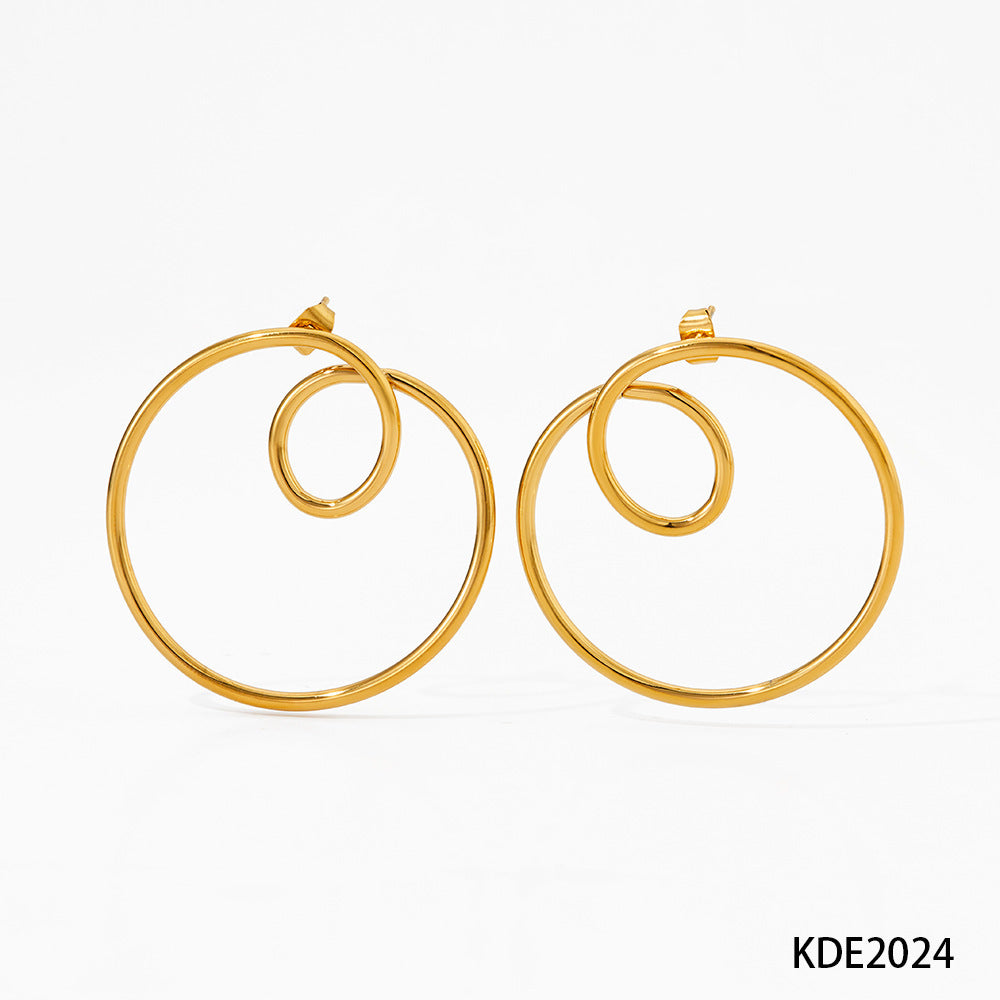 Boucles d'oreilles épurées Boucles d'oreilles courbes en cercle géométrique en acier inoxydable