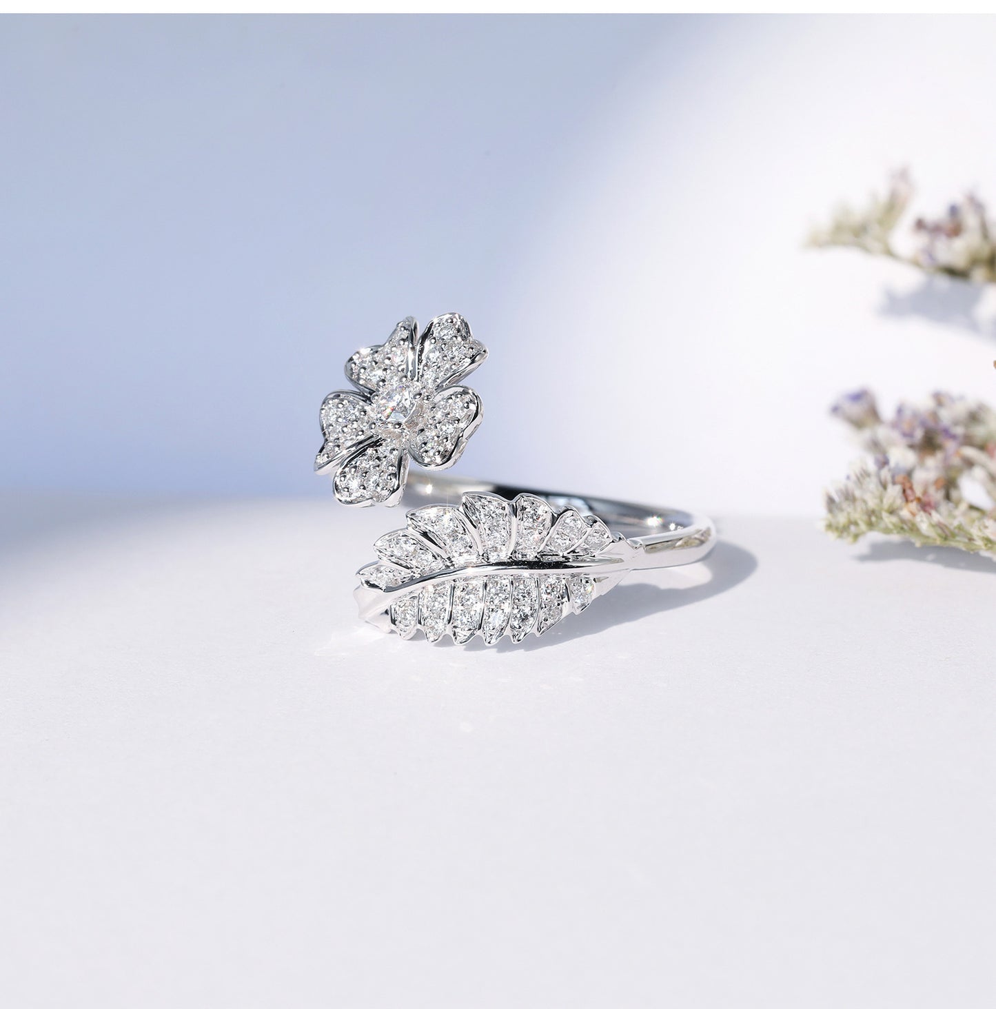 Bague fleur créative mode grande fleur bague pleine diamant