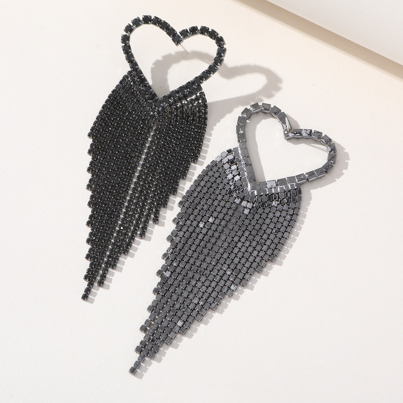 Boucles d'oreilles à longues franges en diamant exagérées et personnalisées