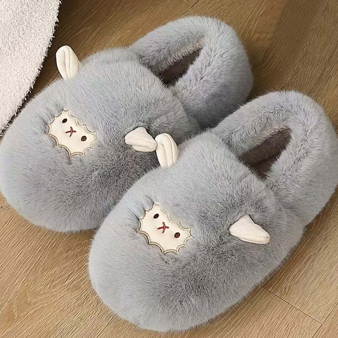 Pantoufles d'hiver chaudes en coton pelucheux pour Couple, chaussures de Confinement