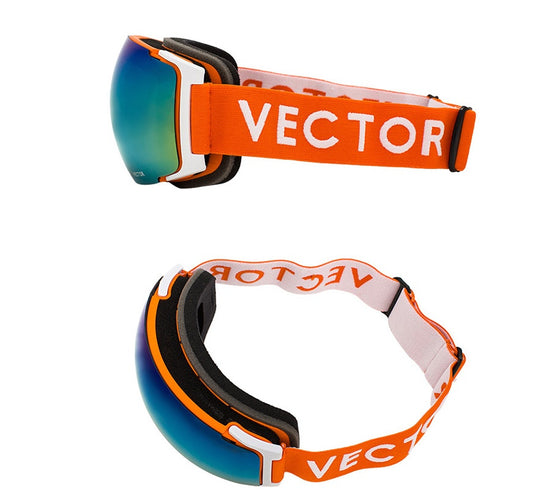 Gafas de esquí con brújula para hombres y mujeres, lentes de doble capa, superficie esférica antivaho con imanes, se pueden cambiar gafas de montañismo