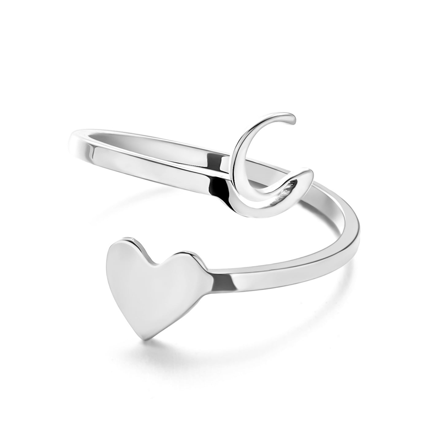 Simple Letter Three-dimensional Loving Heart With Opening Adjustable Ring