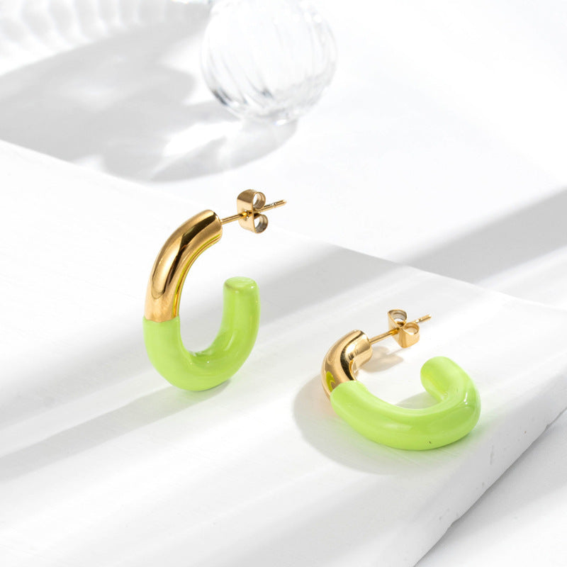 Boucles d'oreilles en acier inoxydable simples et à la mode pour femmes