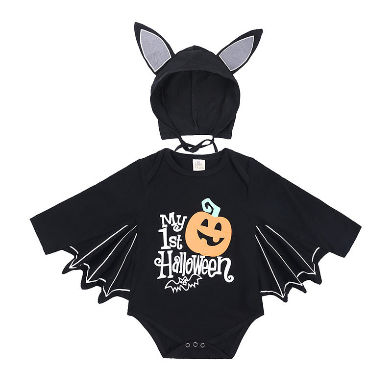 Nouveau bébé Halloween combinaison à manches longues citrouille lettre Halloween bébé combinaisons Triangle barboteuses