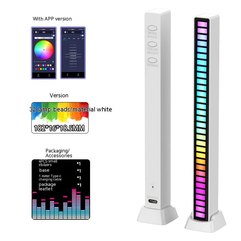 Barra de luz Led con Control de sonido, lámpara de ritmo ambiental RGB, tira automotriz ajustable por USB para música, fiesta familiar