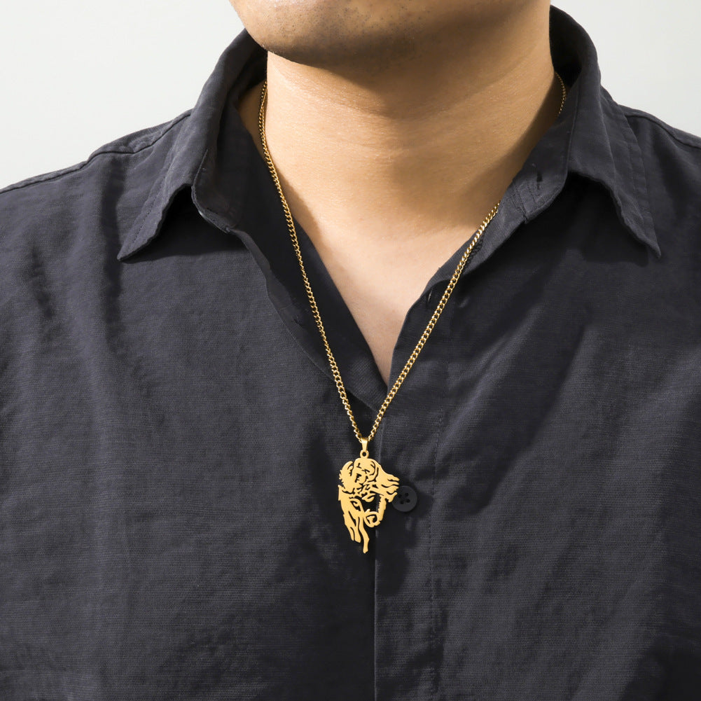 Collier en acier inoxydable avec pendentif en acier titane à la mode