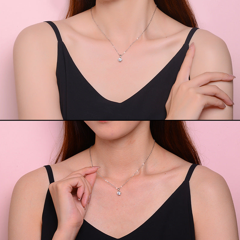 Six-pointed Zircon Pendant Necklace
