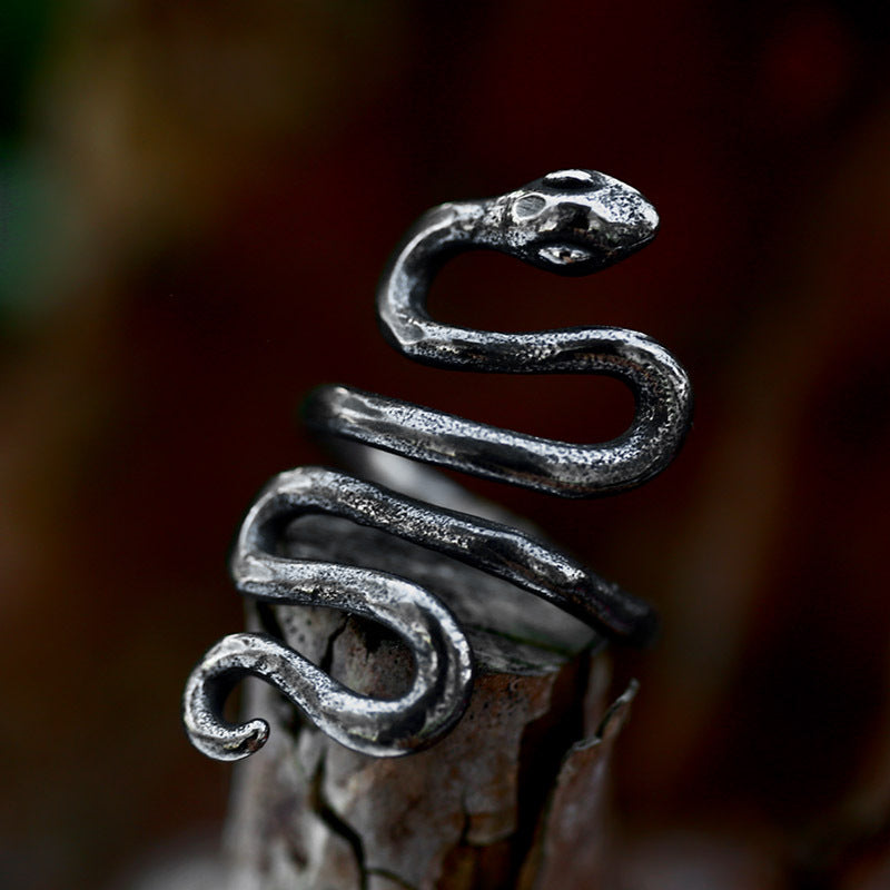 Personnalité de l'anneau serpent du zodiaque en acier inoxydable