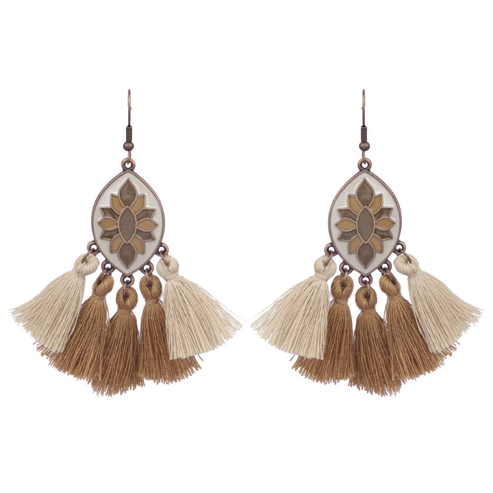 Style gland boucles d'oreilles femme feuille cercle métal cuir boucles d'oreilles