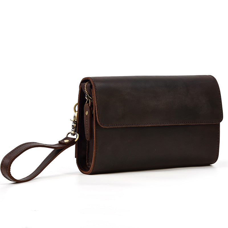 Portefeuille multifonctionnel rétro en cuir Crazy Horse pour hommes