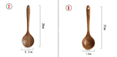 Vaisselle en bois naturel de teck de thaïlande, cuillère louche tourneuse longue passoire à riz écumoire cuillères de cuisine cuillère ensemble d'outils de cuisine