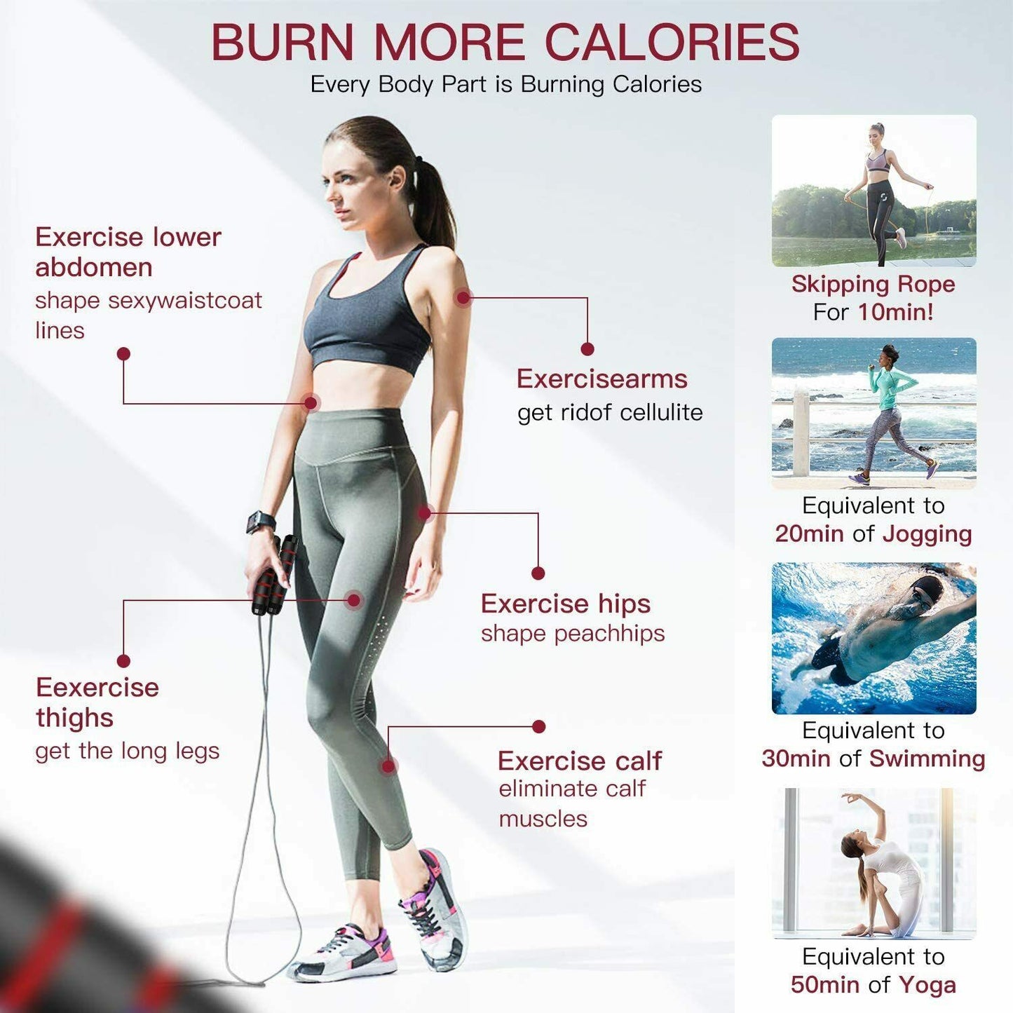Jump' Rope Cable de cuerda para saltar de velocidad rápida sin enredos con rodamientos de bolas cuerda para saltar de acero gimnasio Fitness ejercicio en casa cuerpo delgado