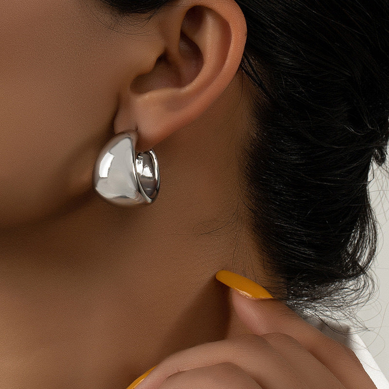 Boucles d'oreilles créoles en forme de C, simples, de style européen et américain